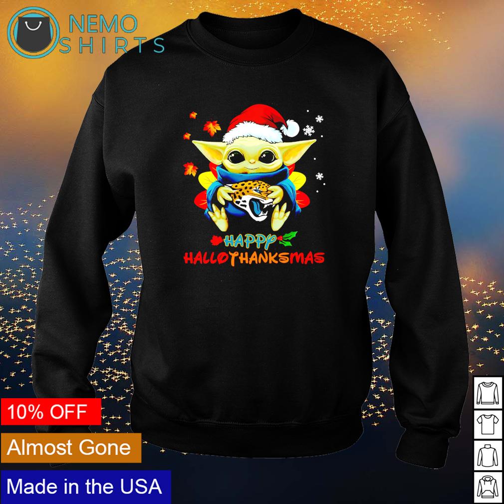 Baby Yoda Jaguars happy Hallothanksmas - Adult & Kids T-Shirts, Sweatshirts & Hoodies apparel design preview 4