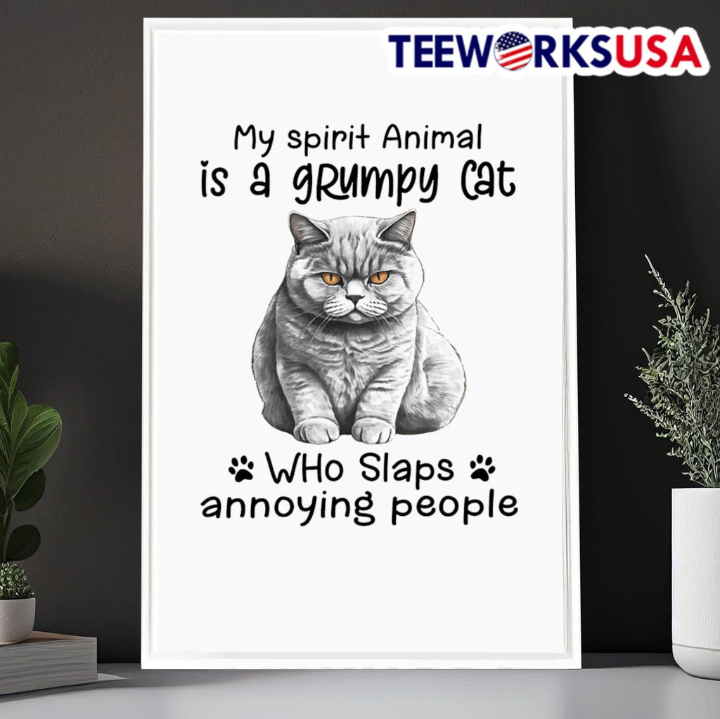 My spirit animal is a grumpy cat who slaps annoying - Adult & Kids T-Shirts, Sweatshirts & Hoodies apparel design preview 6