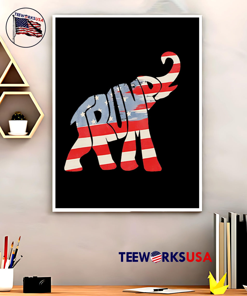 Donald Trump Vintage Republican Elephant USA Flag - Adult & Kids T-Shirts, Sweatshirts & Hoodies apparel design preview 5