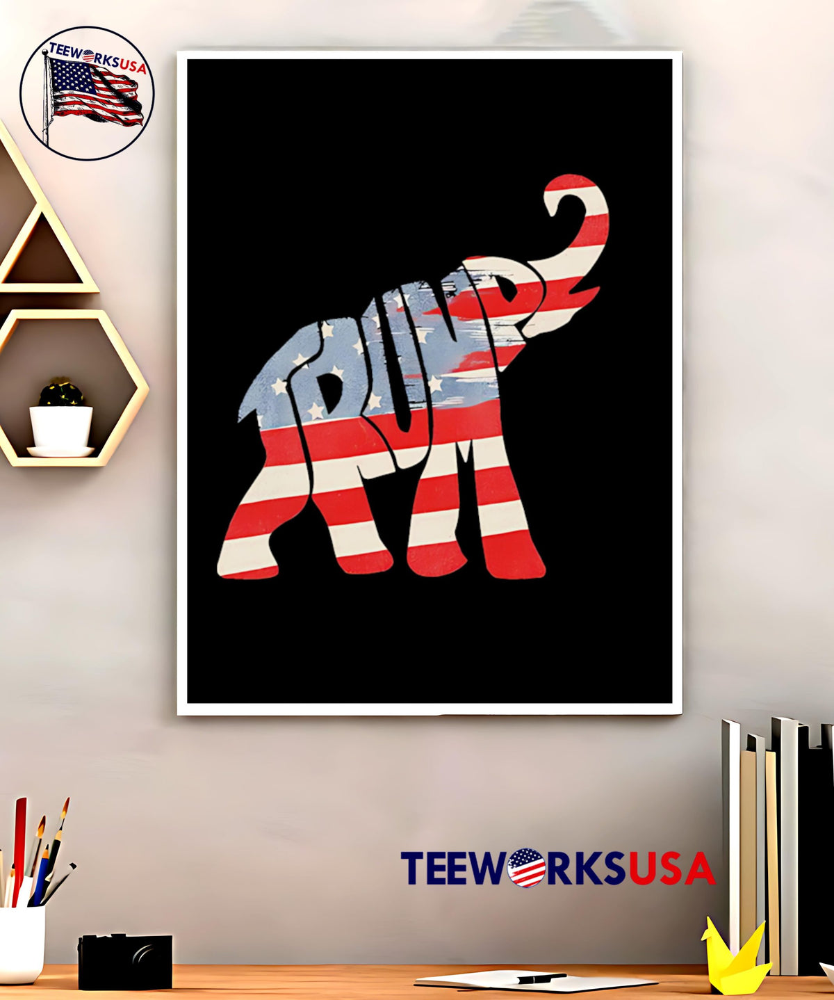 Donald Trump Vintage Republican Elephant USA Flag - Adult & Kids T-Shirts, Sweatshirts & Hoodies apparel design preview 5