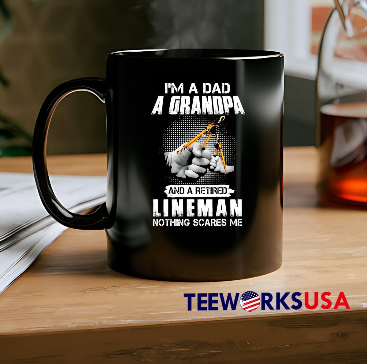 I'm a dad grandpa and retired lineman nothing scares - Adult & Kids T-Shirts, Sweatshirts & Hoodies apparel design preview 2