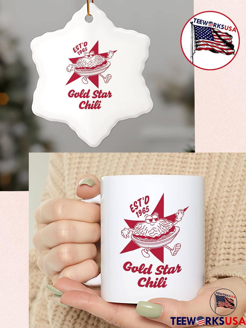 Gold Star Chili est'd 1965 logo - Adult & Kids T-Shirts, Sweatshirts & Hoodies apparel design preview 4