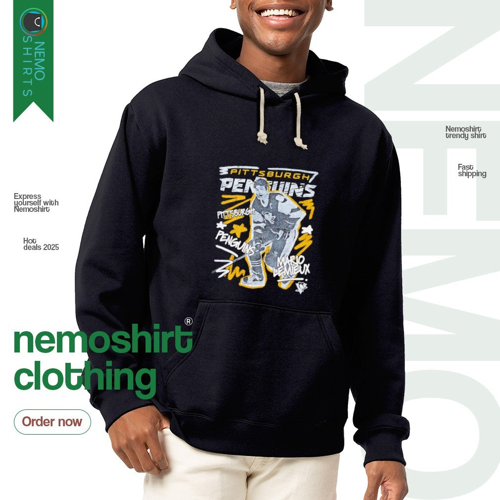 Mario Lemieux Pittsburgh Penguins retro graphic - Adult & Kids T-Shirts, Sweatshirts & Hoodies apparel design preview 2