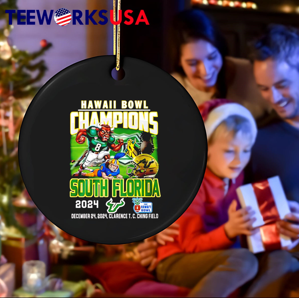 Hawaii Bowl Champions South Florida 2024 - Adult & Kids T-Shirts, Sweatshirts & Hoodies apparel design preview 4