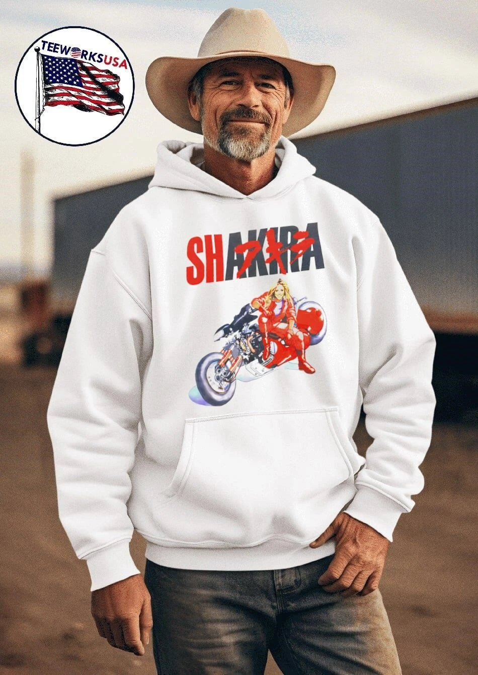 Shakira Akira On Motorcycle - Adult & Kids T-Shirts, Sweatshirts & Hoodies apparel design preview 2