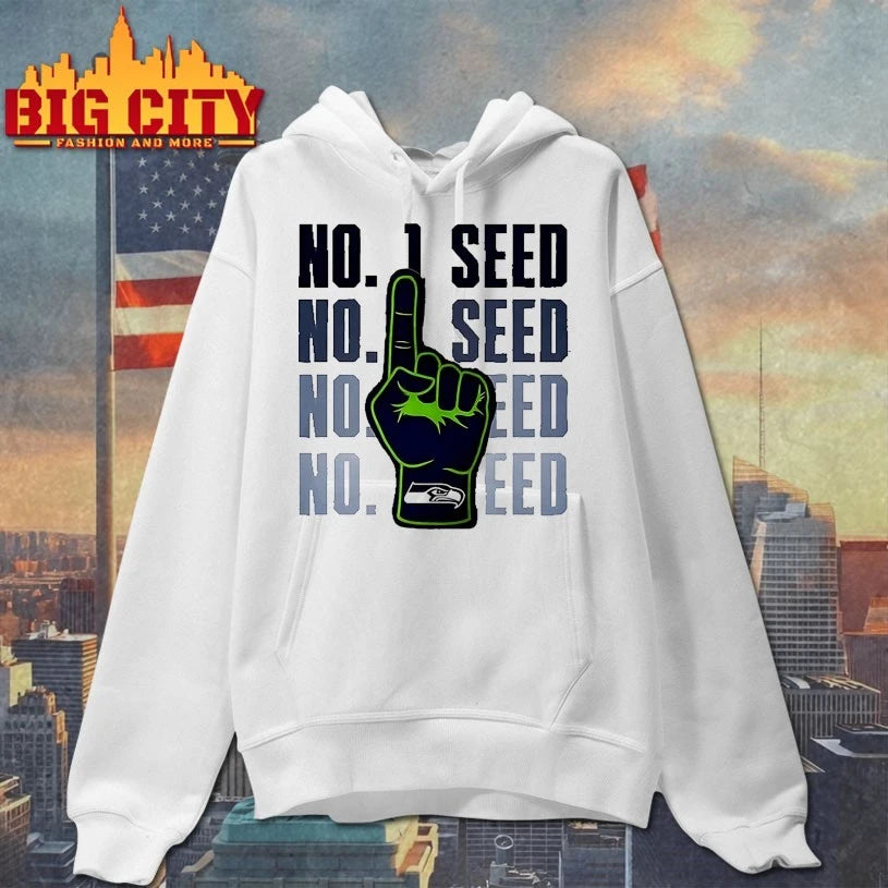 Seahawks No 1 Seed 2025 hand - Adult & Kids T-Shirts, Sweatshirts & Hoodies apparel design preview 2