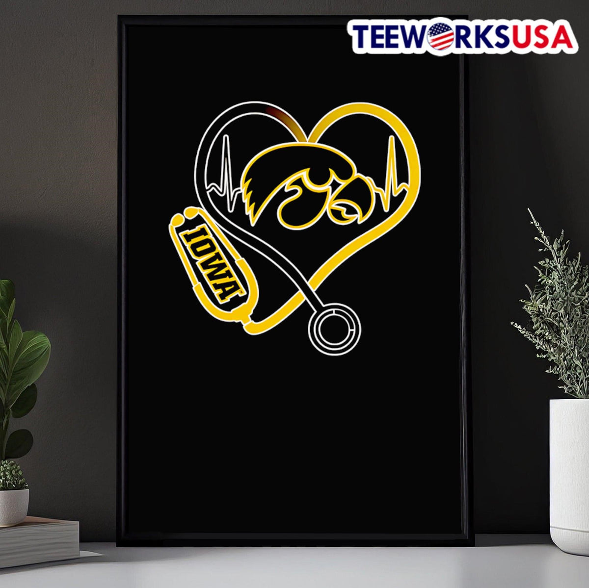 Stethoscope heart Iowa Hawkeyes - Adult & Kids T-Shirts, Sweatshirts & Hoodies apparel design preview 5