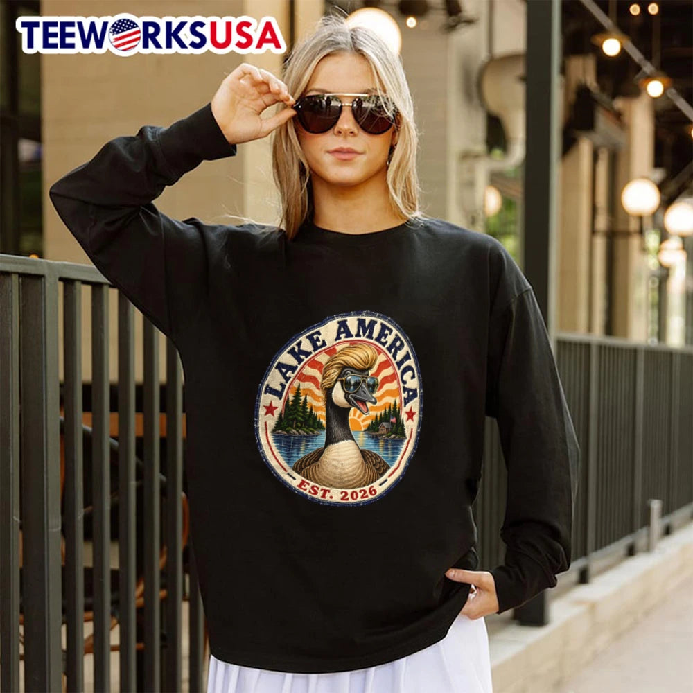 Lake America Goose Vintage Outdoor Fishing - Adult & Kids T-Shirts, Sweatshirts & Hoodies apparel design preview 4