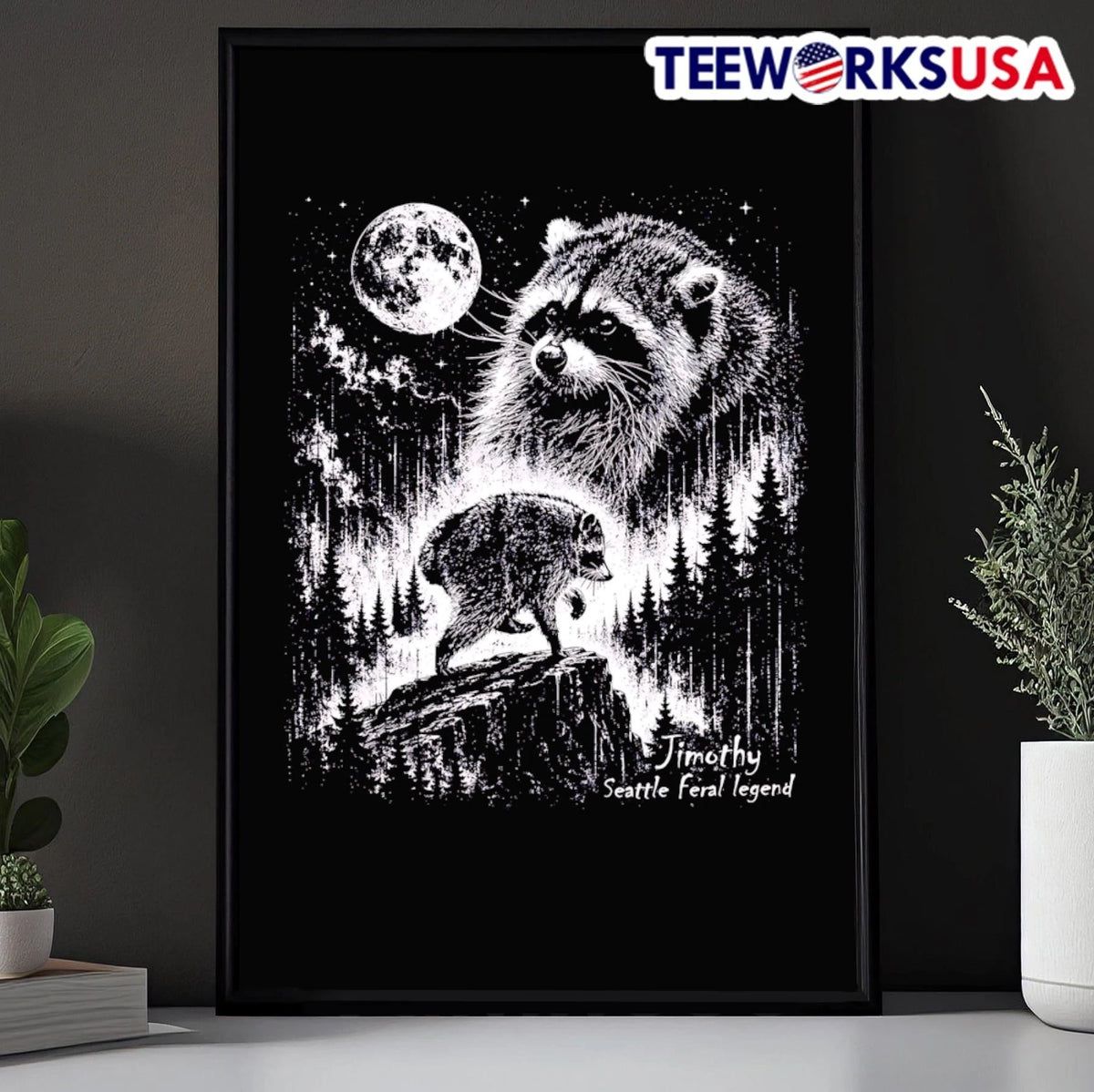 Vintage Jimothy Raccoon - Adult & Kids T-Shirts, Sweatshirts & Hoodies apparel design preview 5