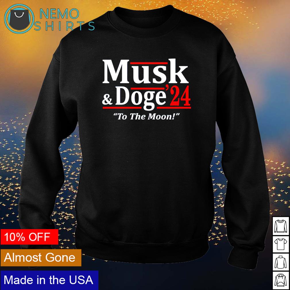 Musk and Doge 2024 to the moon - Adult & Kids T-Shirts, Sweatshirts & Hoodies apparel design preview 4