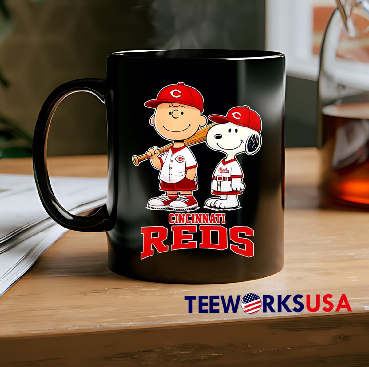 Cincinnati Reds Charlie Brown And Snoopy Baseball - Adult & Kids T-Shirts, Sweatshirts & Hoodies apparel design preview 2