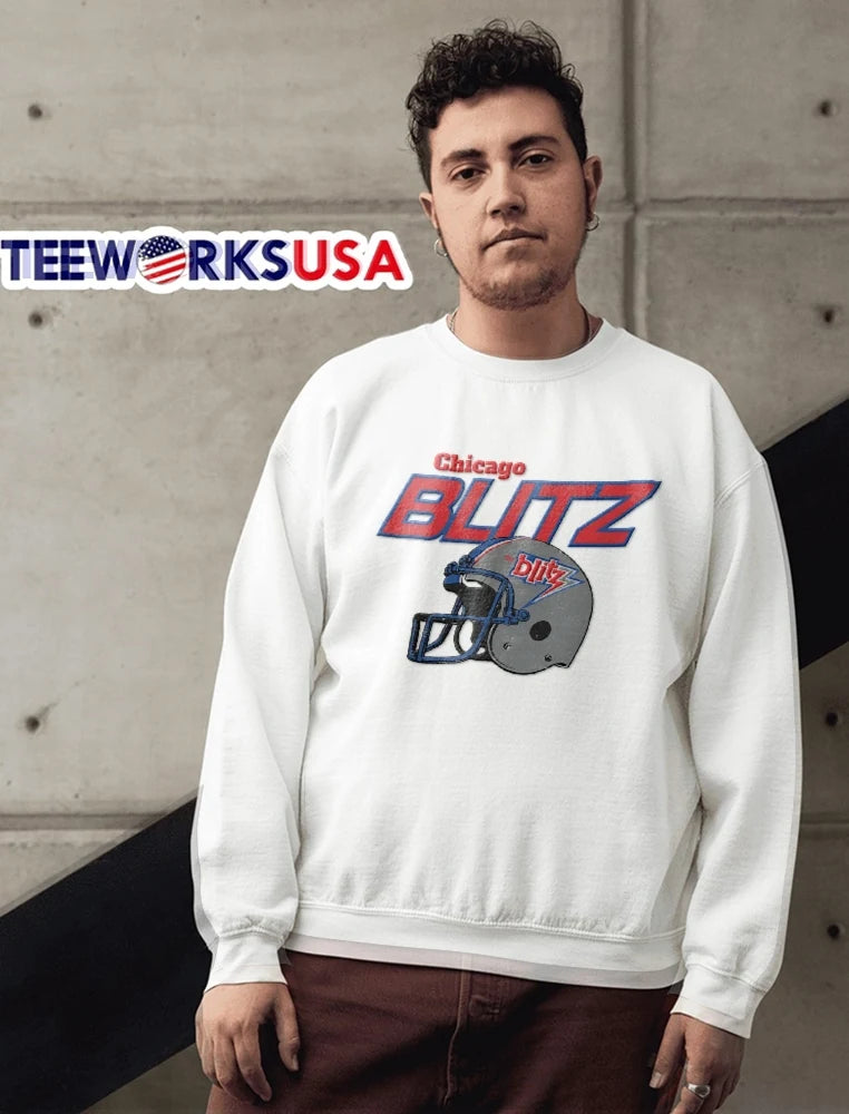 Chicago Blitz The Distressed Football Helmet Vintage - Adult & Kids T-Shirts, Sweatshirts & Hoodies apparel design preview 6