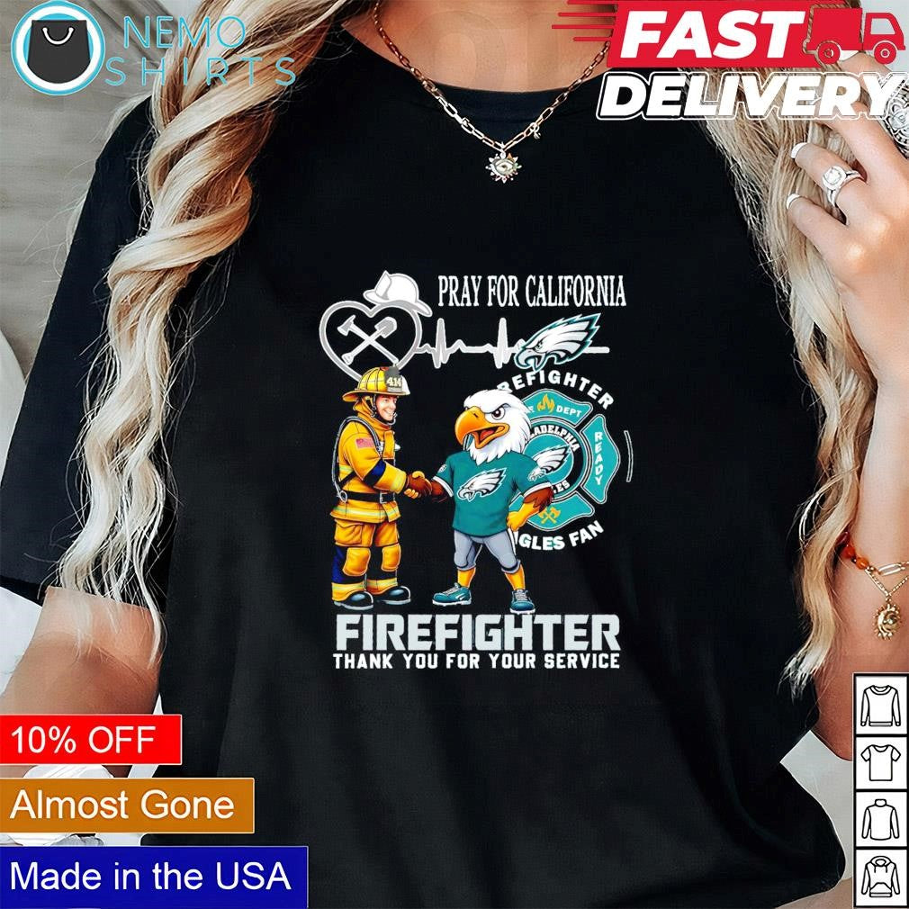 Philadelphia Eagles pray for California firefighter - Adult & Kids T-Shirts, Sweatshirts & Hoodies apparel design preview 1