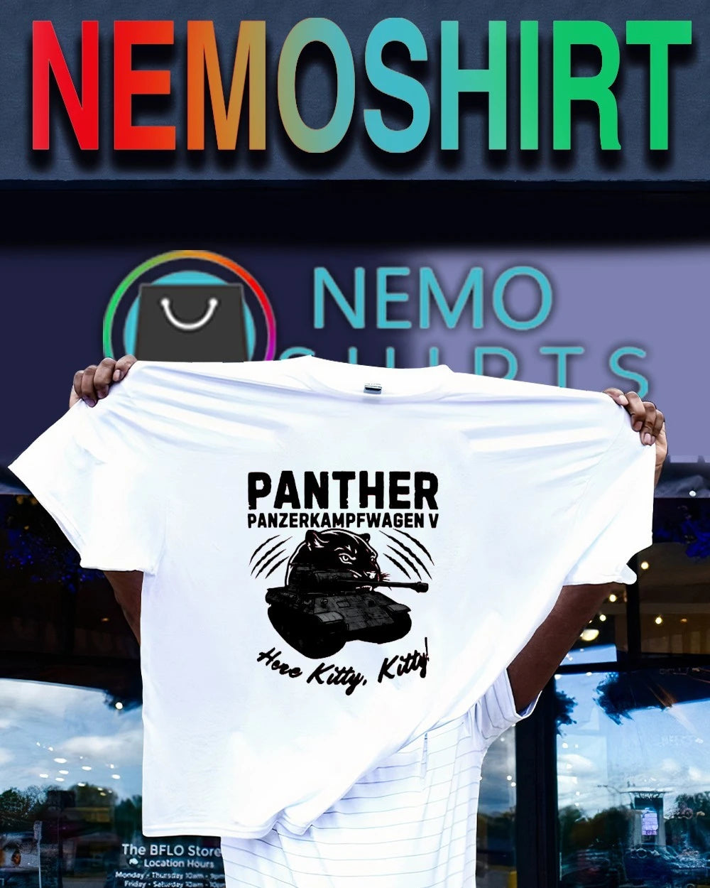 Panther Panzerkampfwagen V Here Kitty - Adult & Kids T-Shirts, Sweatshirts & Hoodies apparel design preview 1
