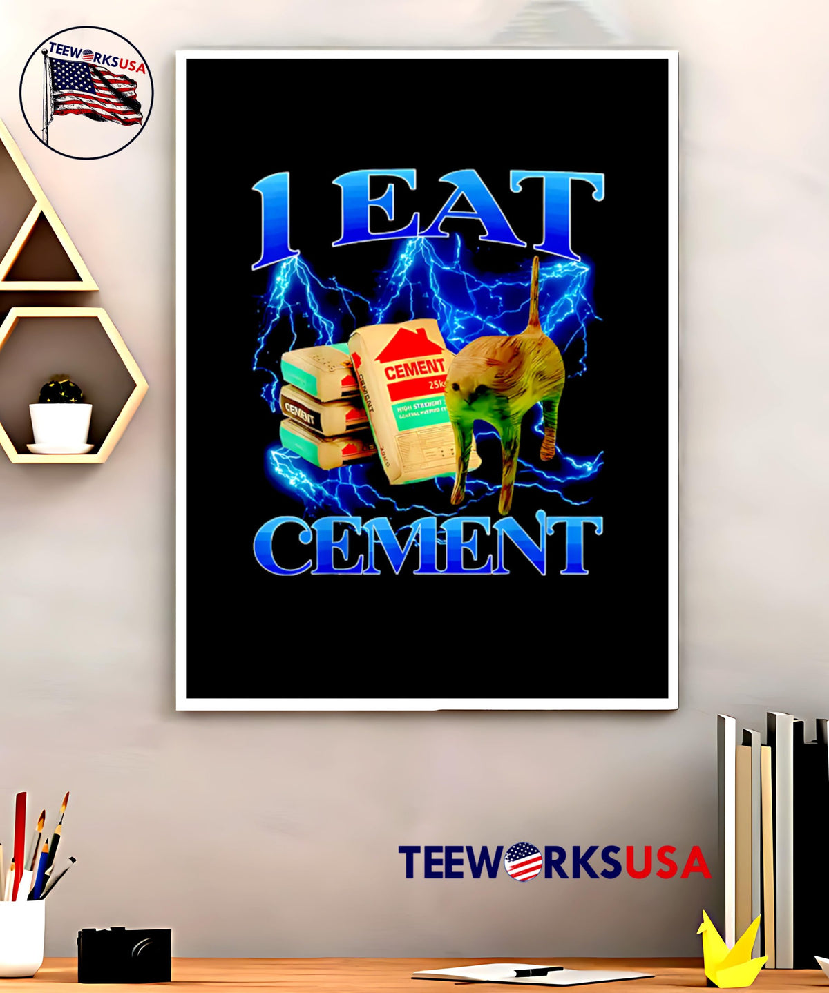 1 Eat Cement Cat lightning - Adult & Kids T-Shirts, Sweatshirts & Hoodies apparel design preview 5