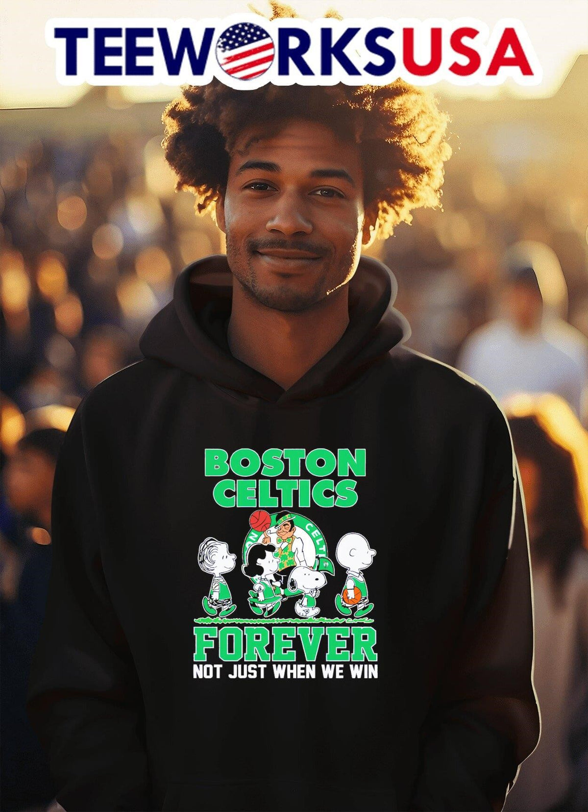 Peanuts characters Boston Celtics forever not just - Adult & Kids T-Shirts, Sweatshirts & Hoodies apparel design preview 2