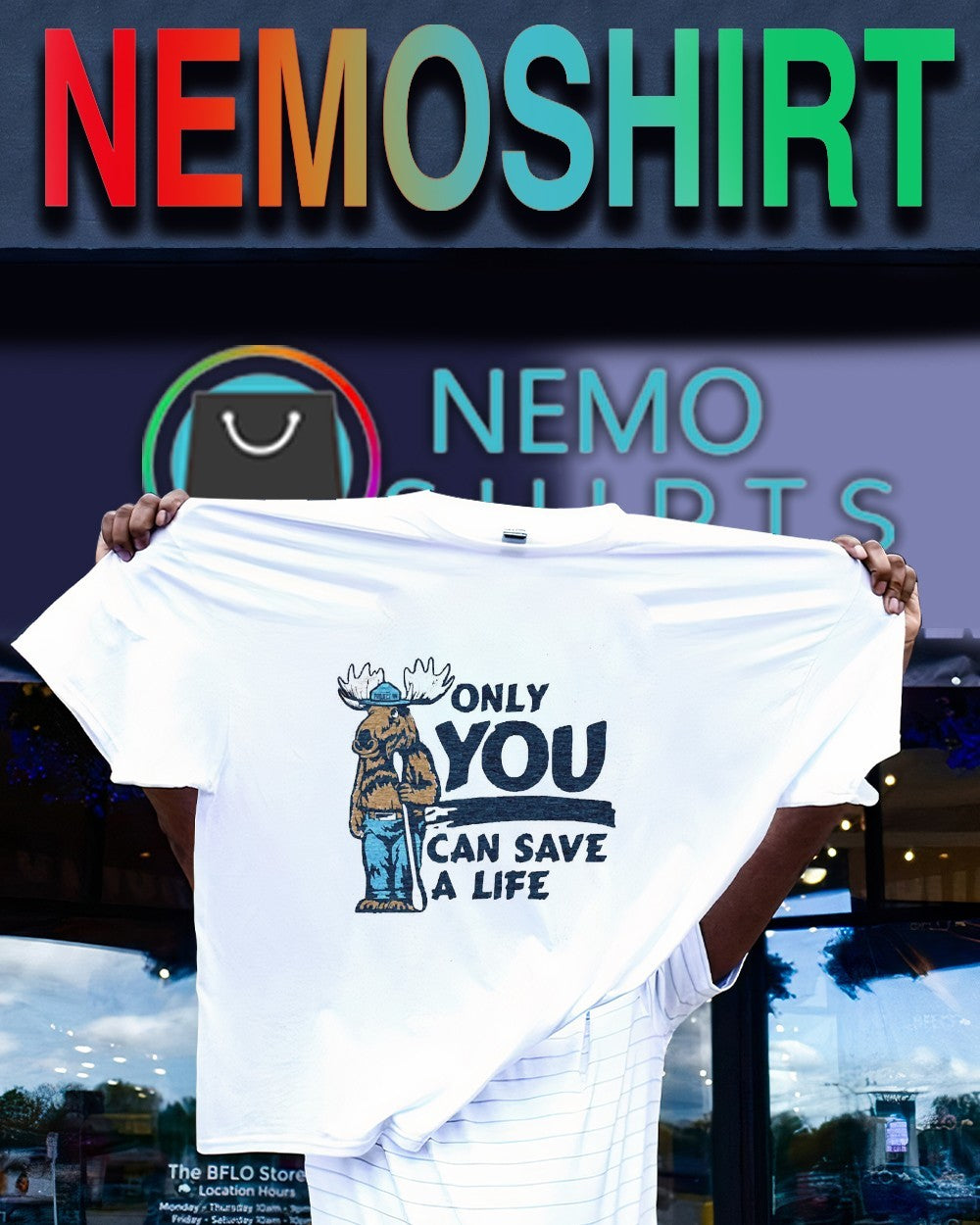 Only you can save a life Moose Indianapolis - Adult & Kids T-Shirts, Sweatshirts & Hoodies apparel design preview 1