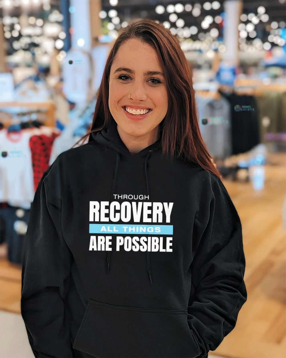 Through recovery all things are possible - Adult & Kids T-Shirts, Sweatshirts & Hoodies apparel design preview 3