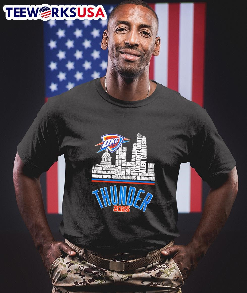Skyline name OKC Thunder 2025 - Adult & Kids T-Shirts, Sweatshirts & Hoodies apparel design preview 1
