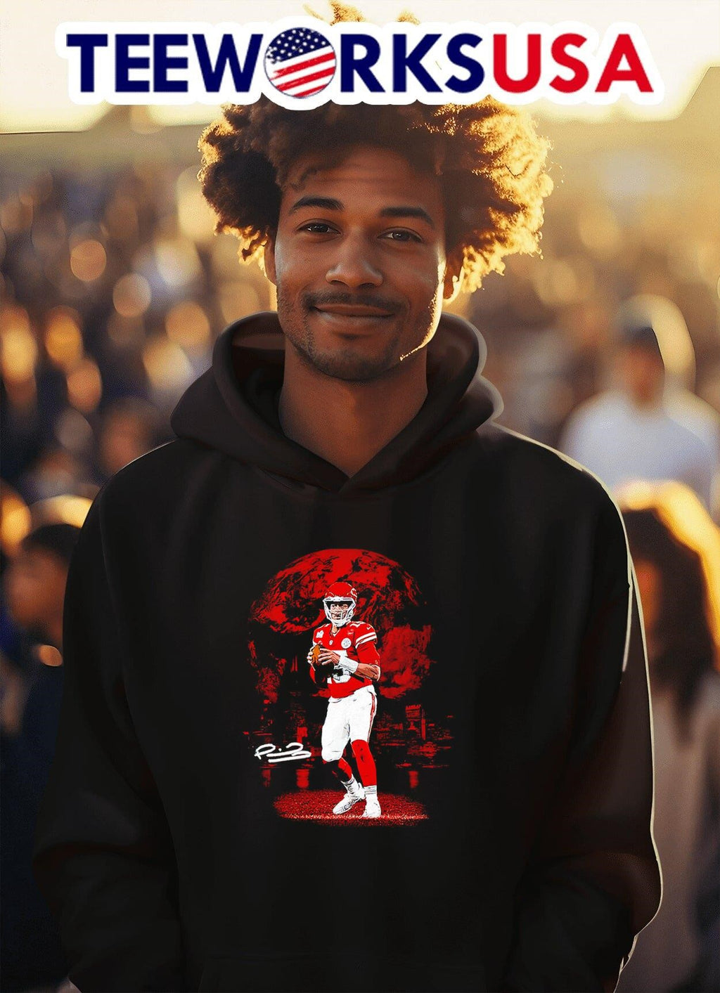 Kansas City Chiefs Patrick Mahomes standing signature - Adult & Kids T-Shirts, Sweatshirts & Hoodies apparel design preview 2