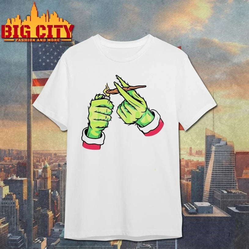 Grinch hand Dank Merry Xmas Cannabis Leaf - Adult & Kids T-Shirts, Sweatshirts & Hoodies apparel design preview 1