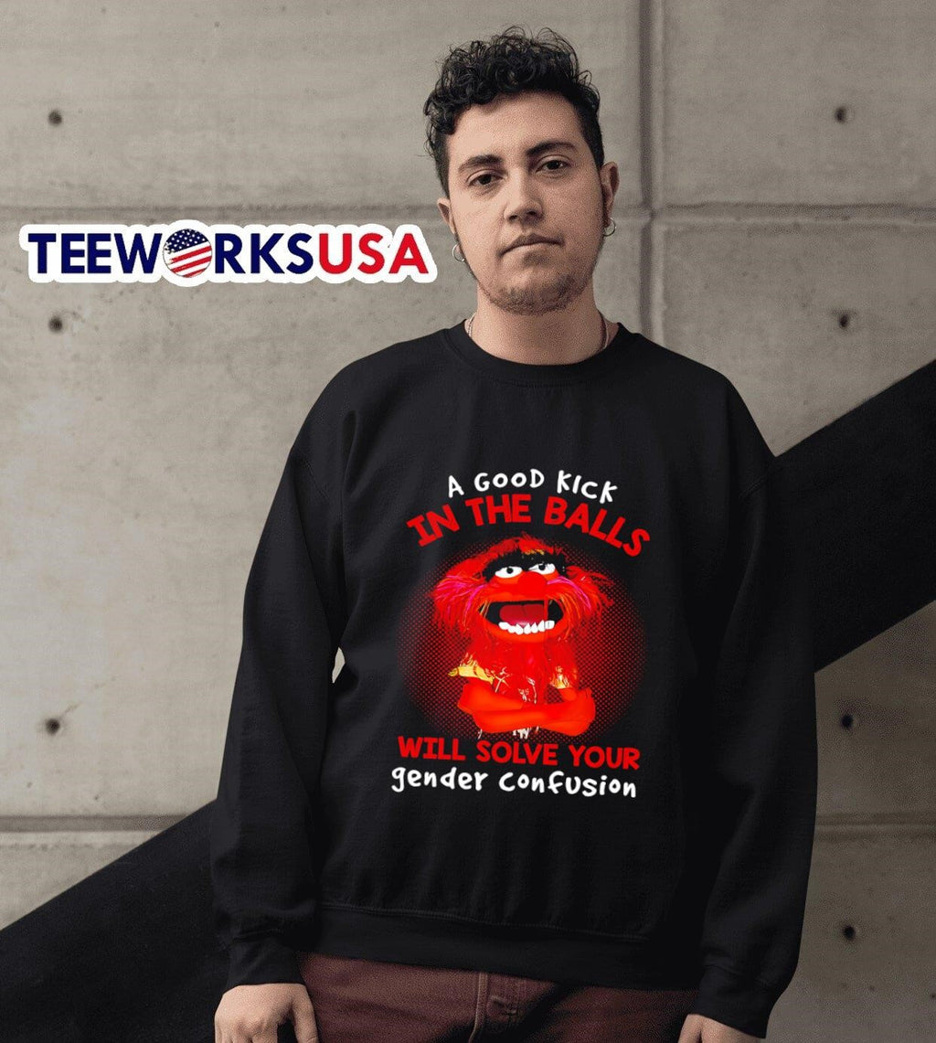 Animal muppet a good kick in the balls will solve - Adult & Kids T-Shirts, Sweatshirts & Hoodies apparel design preview 3