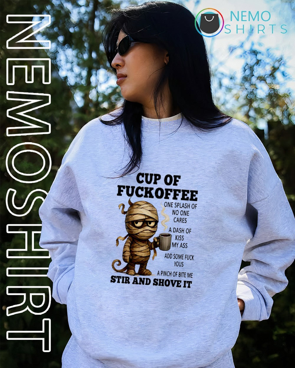 Mummy cup of fuckoffee one splash no cares a dash - Adult & Kids T-Shirts, Sweatshirts & Hoodies apparel design preview 2