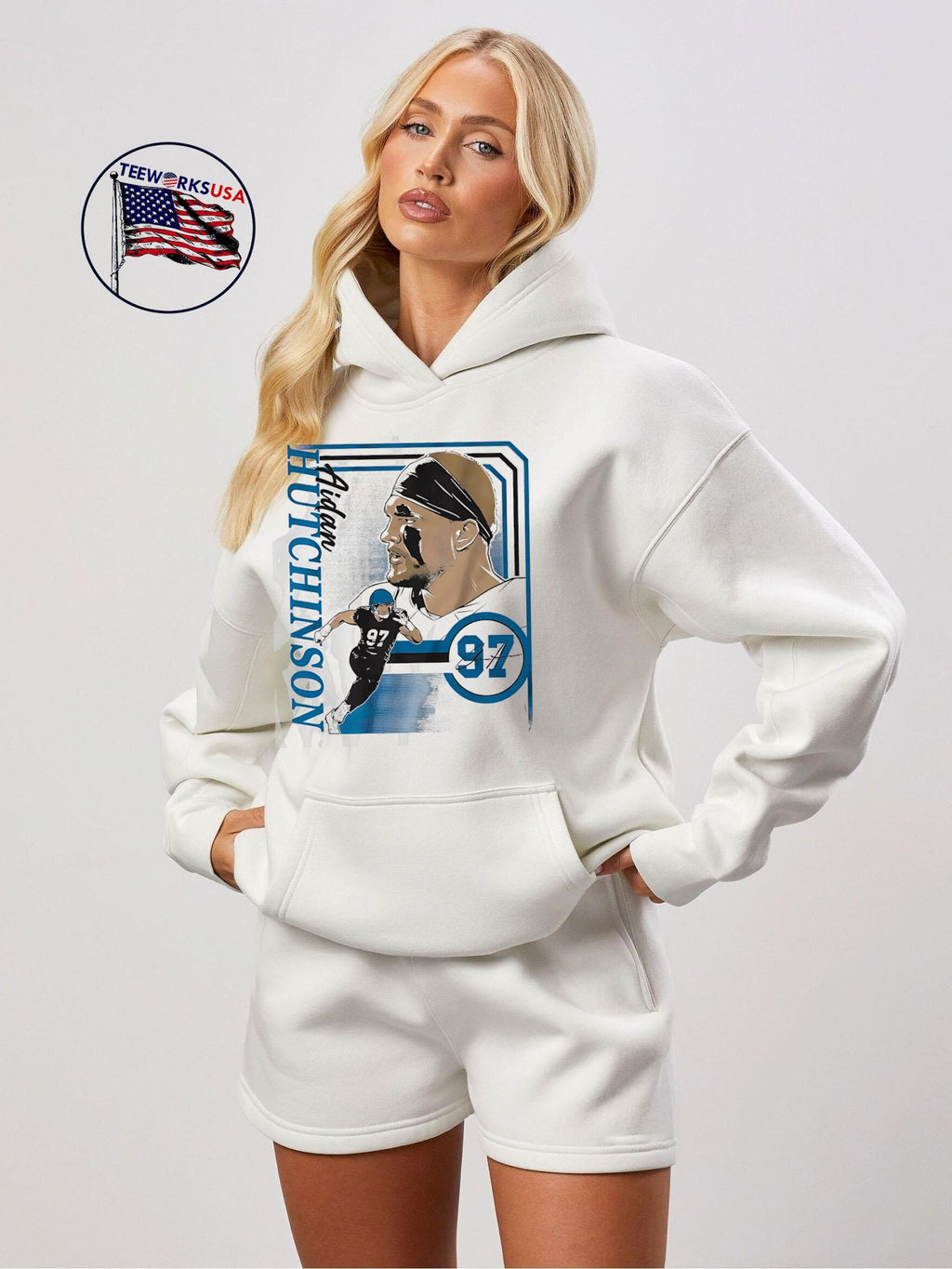 Detroit Lions Aidan Hutchinson Collage Frame 97 - Adult & Kids T-Shirts, Sweatshirts & Hoodies apparel design preview 2