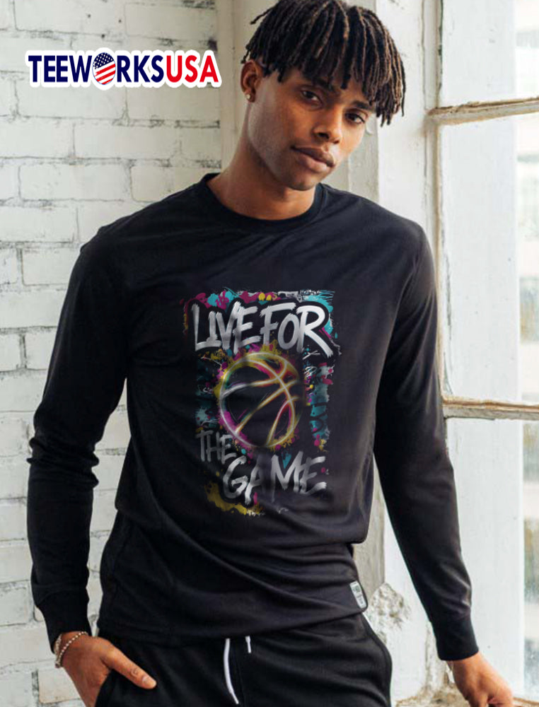 Live For The Game Graffiti Basketball Colorful Paint - Adult & Kids T-Shirts, Sweatshirts & Hoodies apparel design preview 5