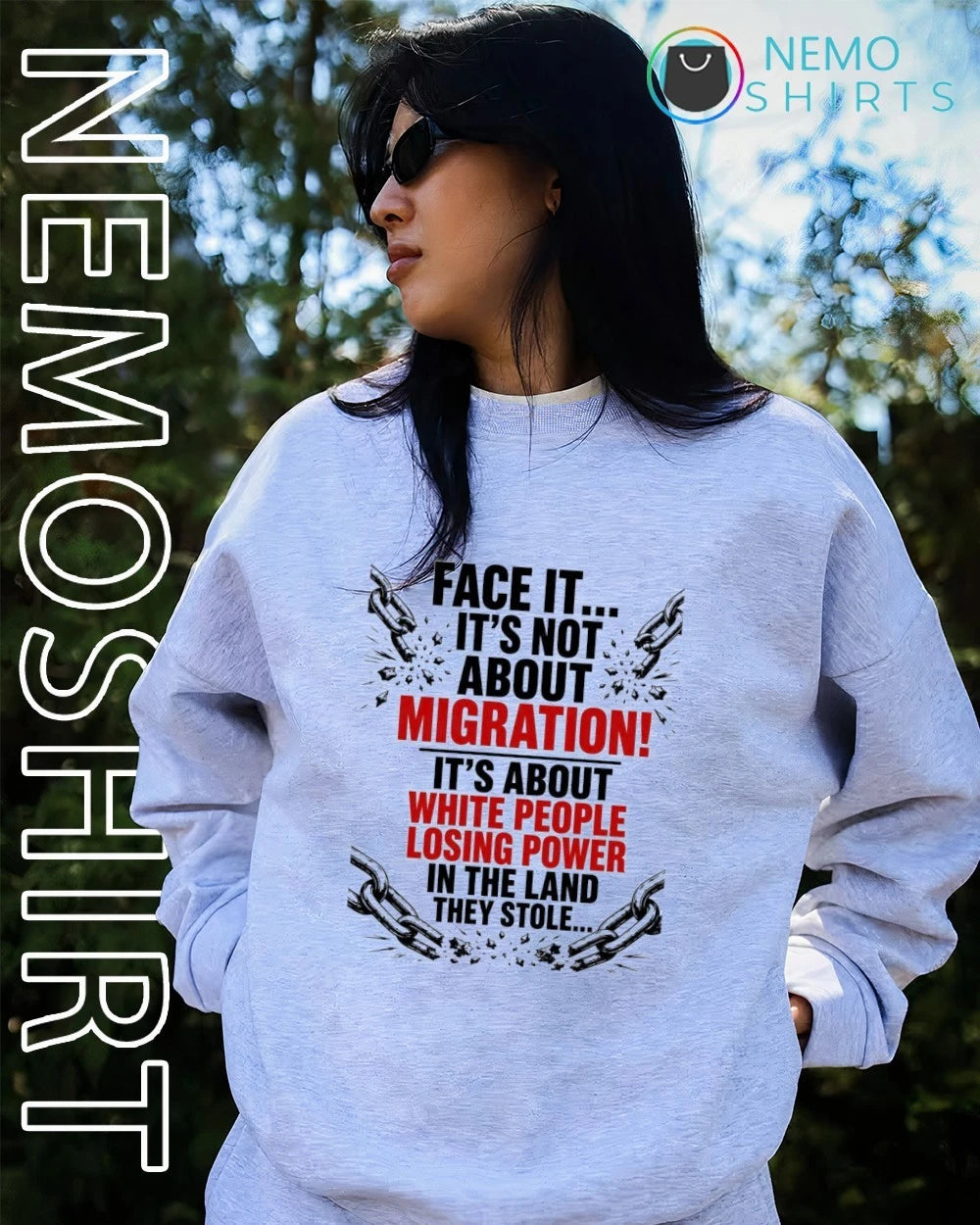 Face it it's not about migration white people losing - Adult & Kids T-Shirts, Sweatshirts & Hoodies apparel design preview 4
