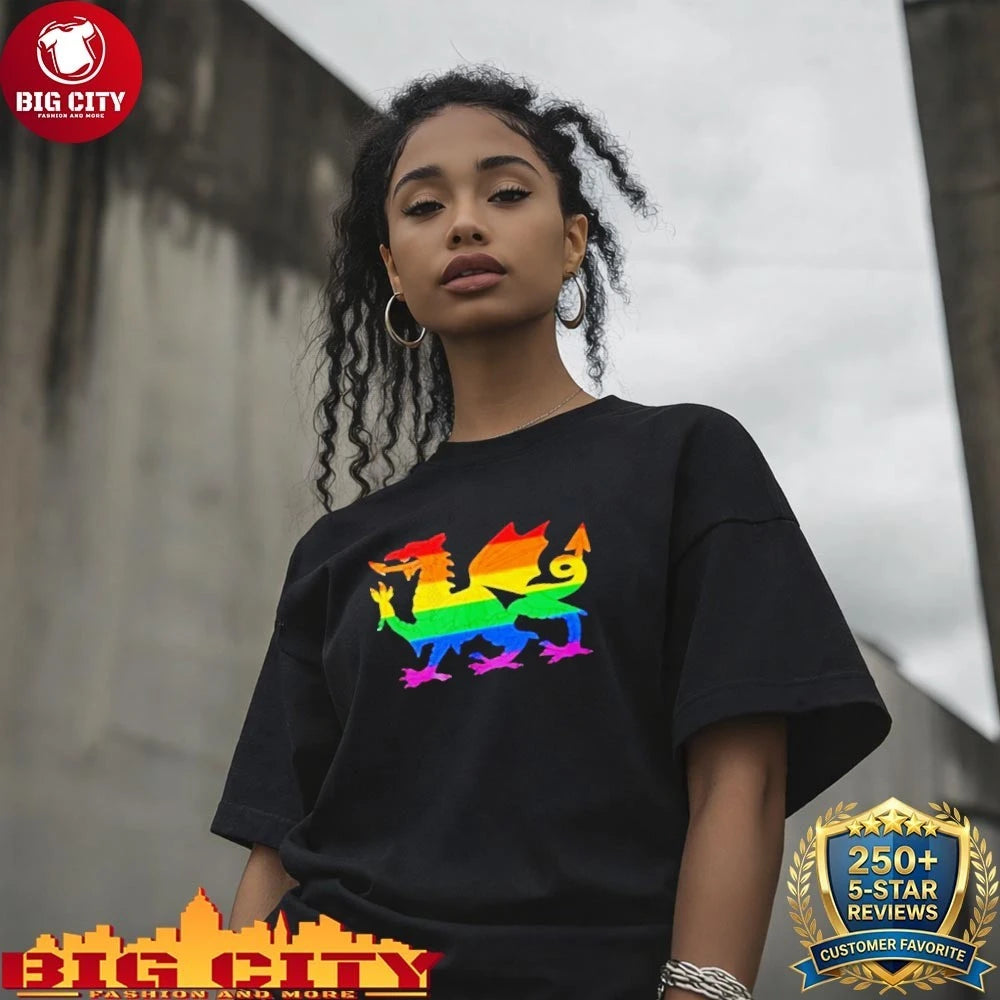 Welsh Pride Rainbow Dragon Essential - Adult & Kids T-Shirts, Sweatshirts & Hoodies apparel design preview 4