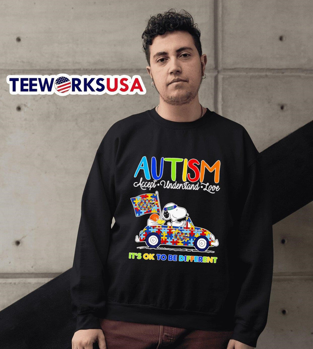 Snoopy Autism accept understand love it's ok to be - Adult & Kids T-Shirts, Sweatshirts & Hoodies apparel design preview 6