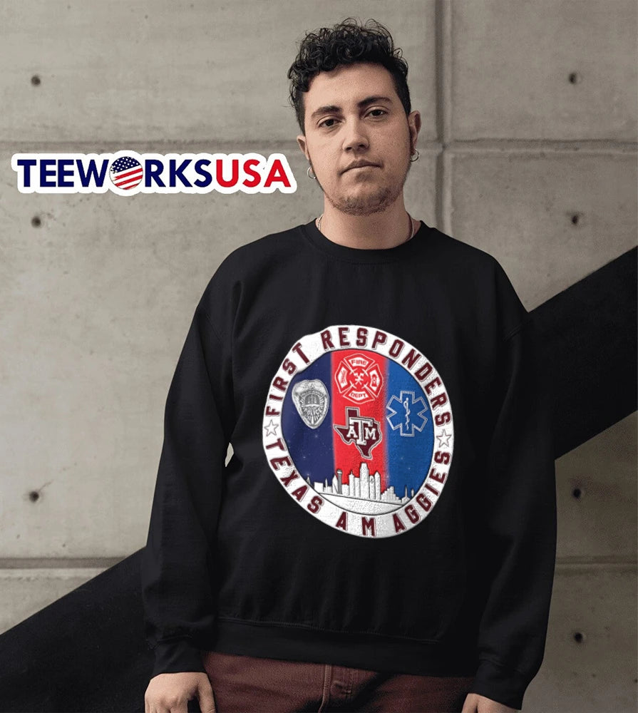 Texas A&M Aggies x First Responders Never Forget 9.11 - Adult & Kids T-Shirts, Sweatshirts & Hoodies apparel design preview 5
