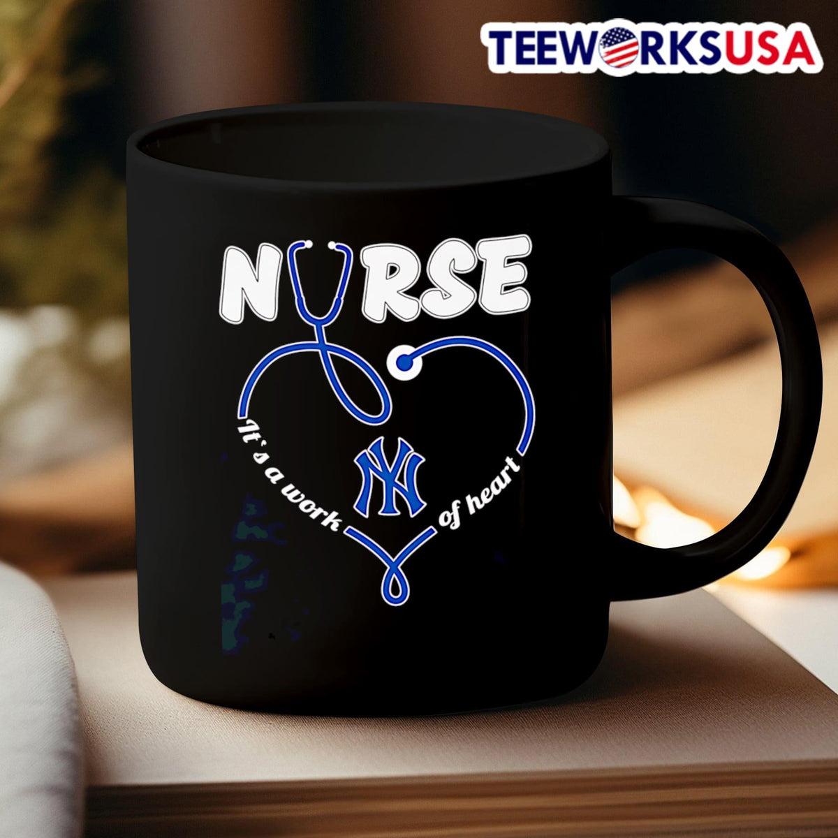 Nurse it's a work of heart New York Yankees - Adult & Kids T-Shirts, Sweatshirts & Hoodies apparel design preview 3