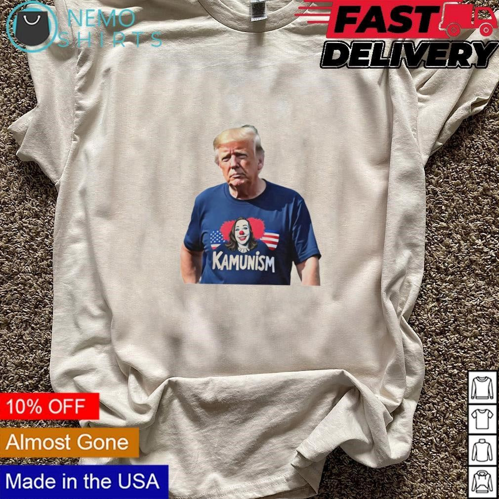 Trump wears Kamunism clown Kamala - Adult & Kids T-Shirts, Sweatshirts & Hoodies apparel design preview 3