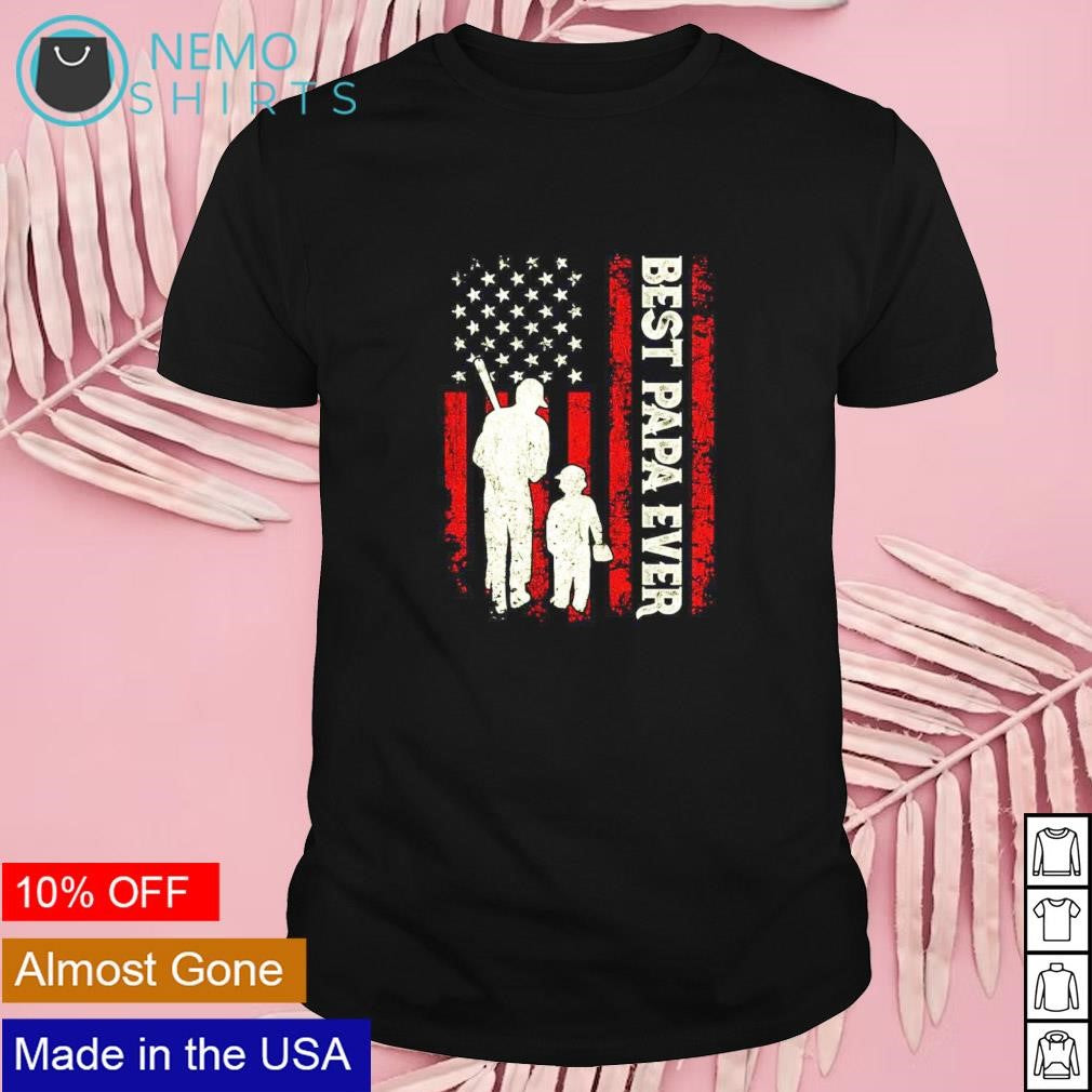 Best papa ever US flag baseball fathers day - Adult & Kids T-Shirts, Sweatshirts & Hoodies apparel design preview 1
