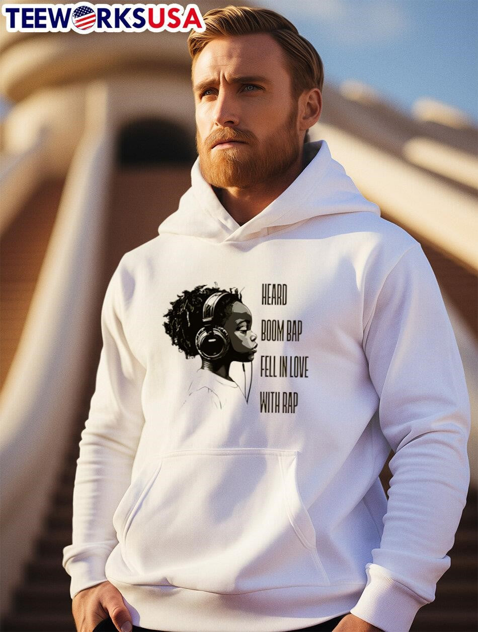 Dan Johns Fell In Love With Rap B&W - Adult & Kids T-Shirts, Sweatshirts & Hoodies apparel design preview 2