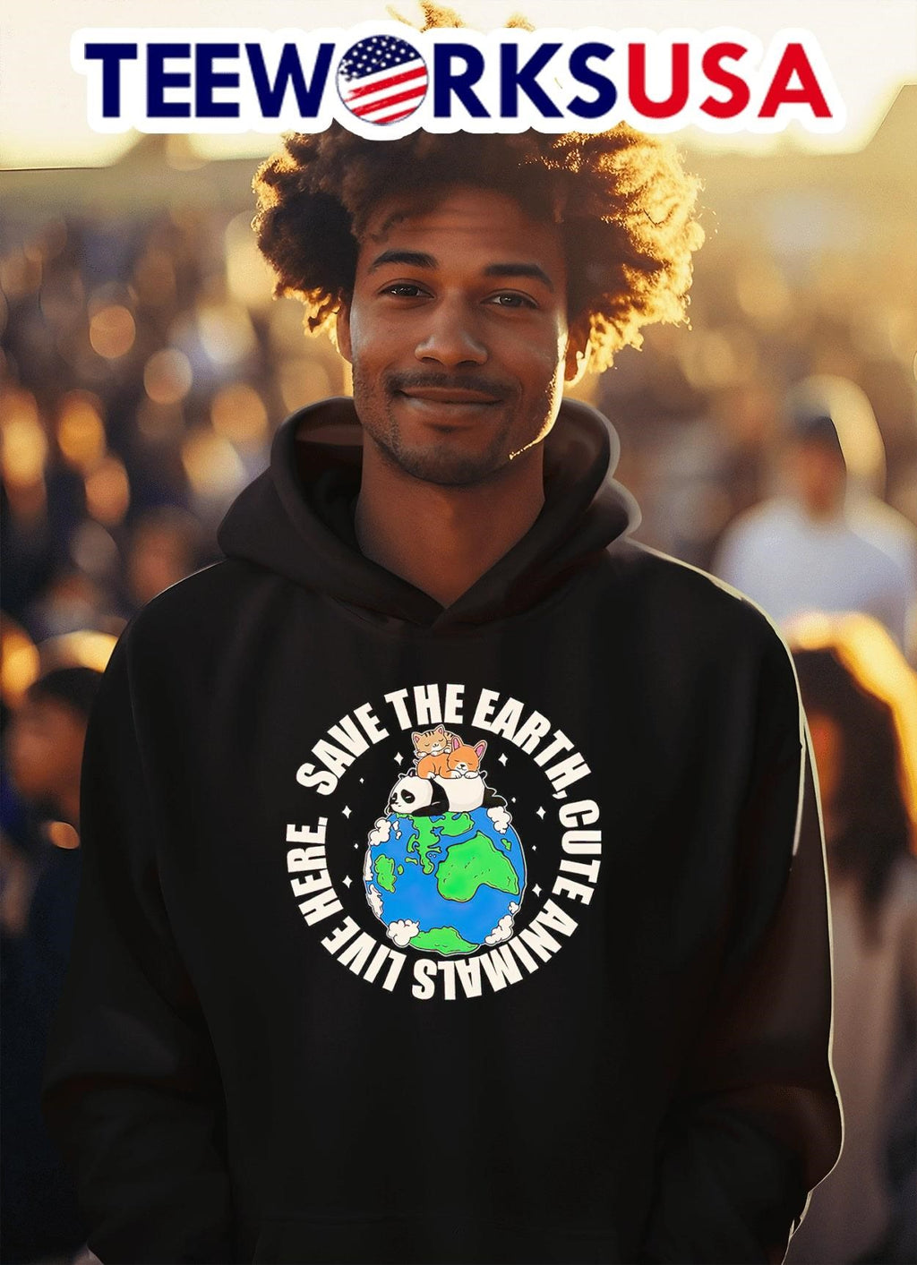 Save the earth cute animals live here - Adult & Kids T-Shirts, Sweatshirts & Hoodies apparel design preview 2
