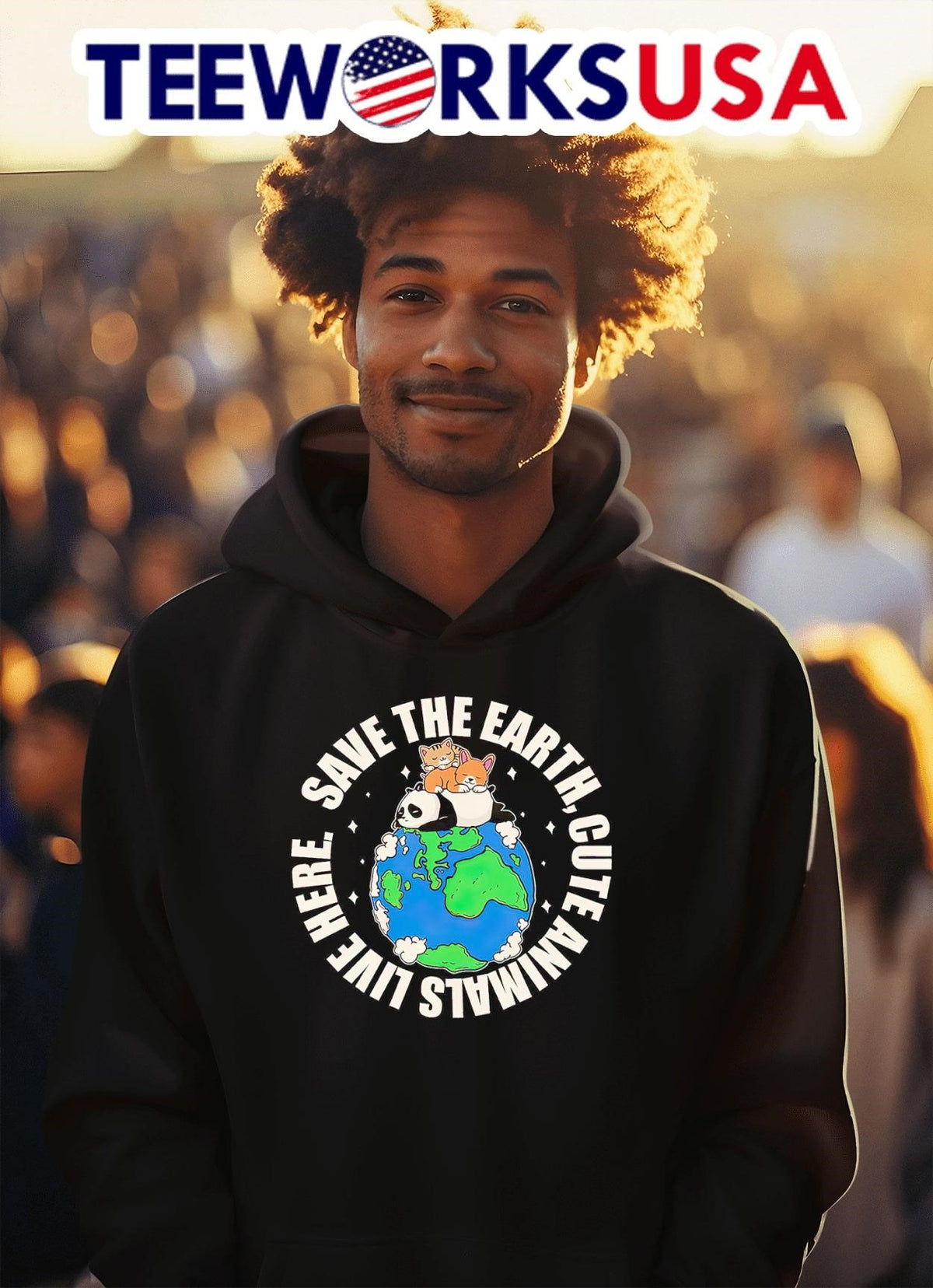 Save the earth cute animals live here - Adult & Kids T-Shirts, Sweatshirts & Hoodies apparel design preview 2