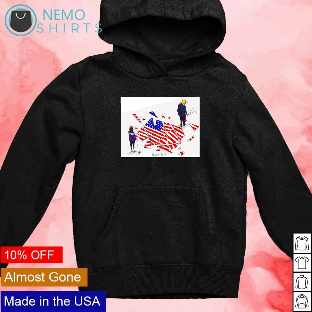 Kamala Harris stitches black job USA flag Trump cut - Adult & Kids T-Shirts, Sweatshirts & Hoodies apparel design preview 2