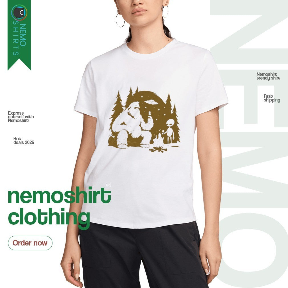 Bigfoot and alien out of this world - Adult & Kids T-Shirts, Sweatshirts & Hoodies apparel design preview 3