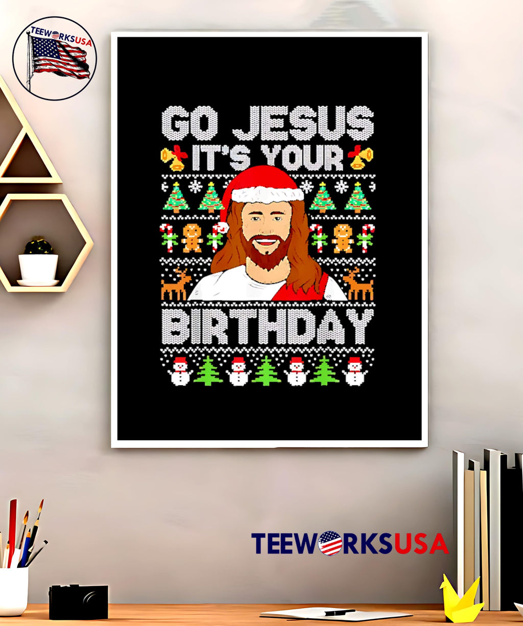 Go Jesus Its your birthday ugly christmas - Adult & Kids T-Shirts, Sweatshirts & Hoodies apparel design preview 5