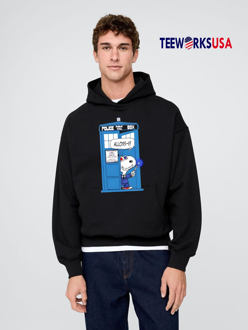 Nice Police bublic call box Snoopy - Adult & Kids T-Shirts, Sweatshirts & Hoodies apparel design preview 2