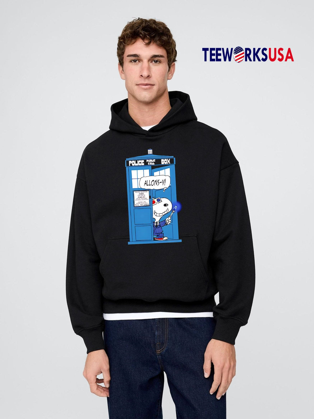 Nice Police bublic call box Snoopy - Adult & Kids T-Shirts, Sweatshirts & Hoodies apparel design preview 2