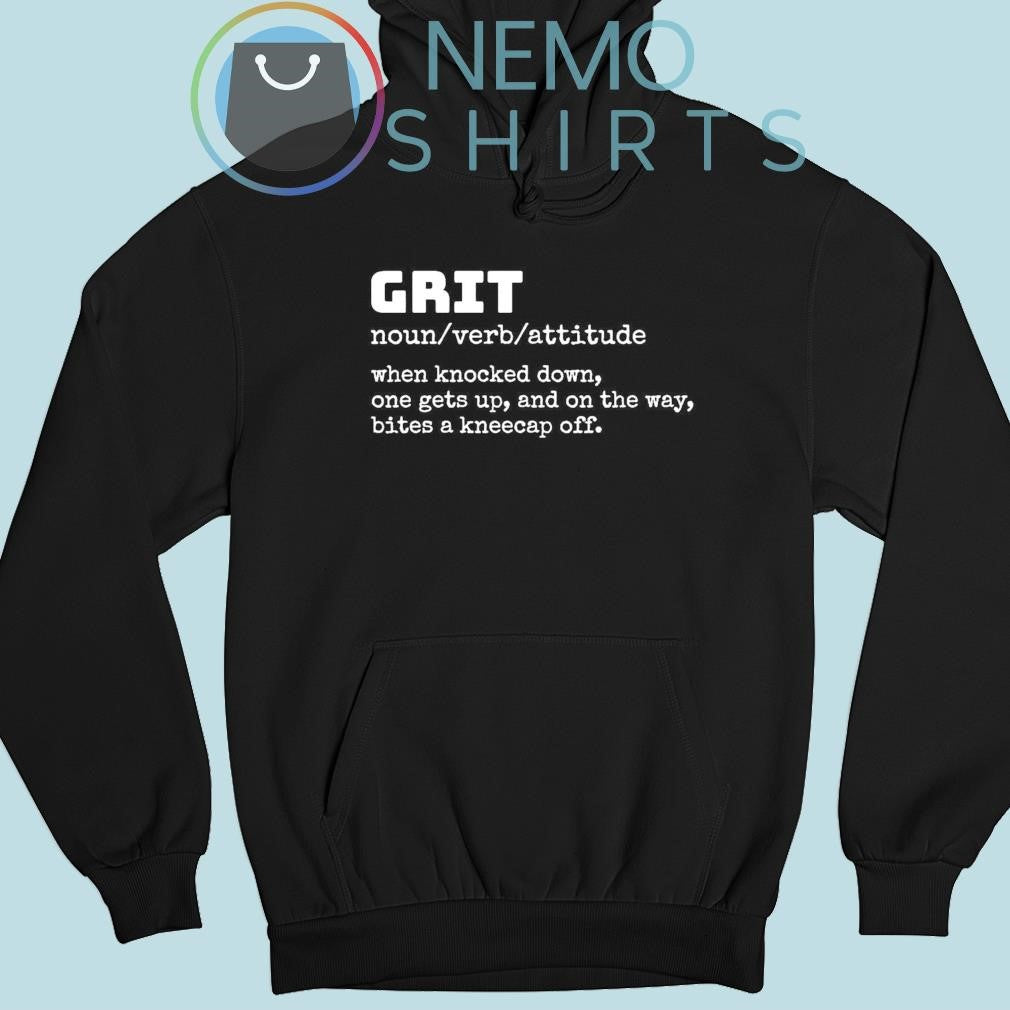 Grit noun verb attitude bites a kneecap off Detroit - Adult & Kids T-Shirts, Sweatshirts & Hoodies apparel design preview 2