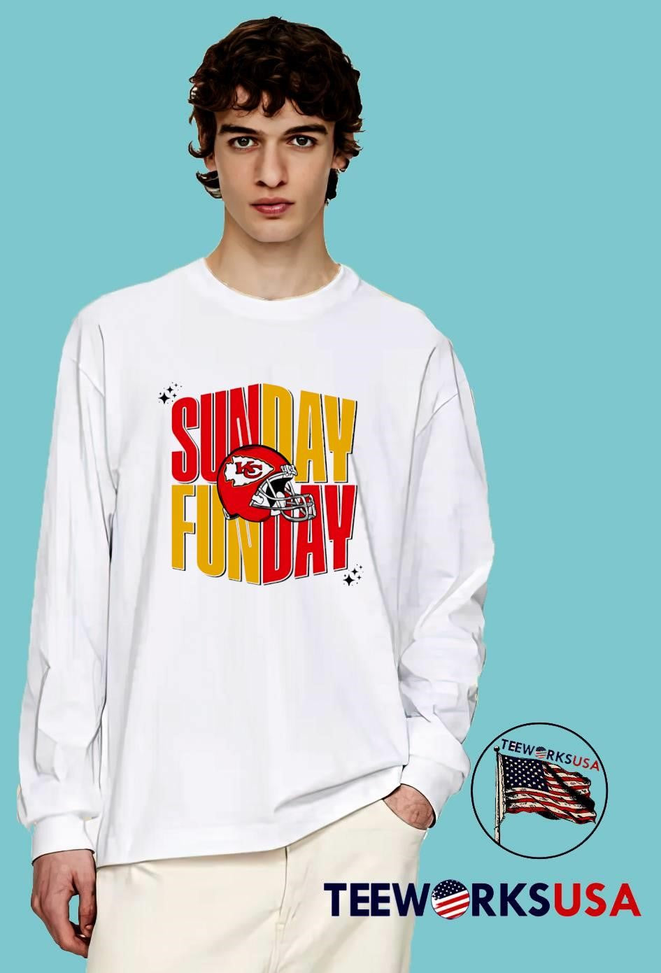 Kansas City Chiefs Sunday Fun Day helmet - Adult & Kids T-Shirts, Sweatshirts & Hoodies apparel design preview 4