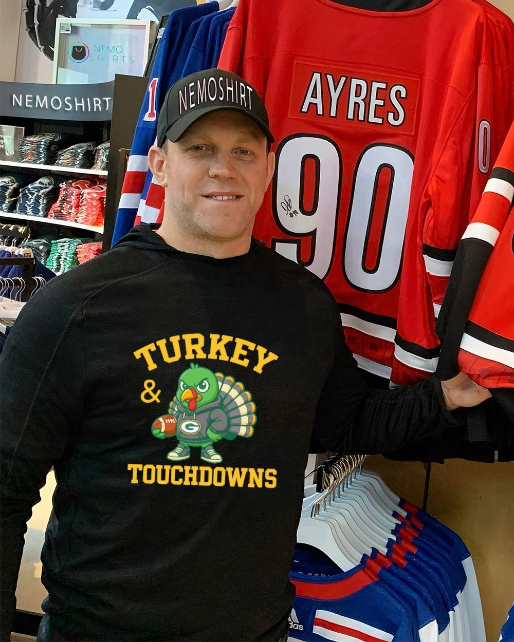 Turkey and touchdowns Green Bay Packers football - Adult & Kids T-Shirts, Sweatshirts & Hoodies apparel design preview 2