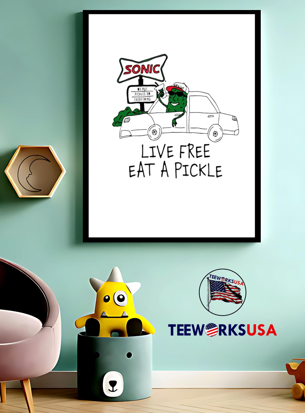 Live free eat a pickle - Adult & Kids T-Shirts, Sweatshirts & Hoodies apparel design preview 3