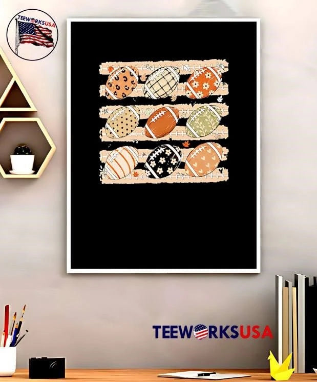 Nine Patterned Footballs Floral Hearts Leopard Autumn - Adult & Kids T-Shirts, Sweatshirts & Hoodies apparel design preview 5