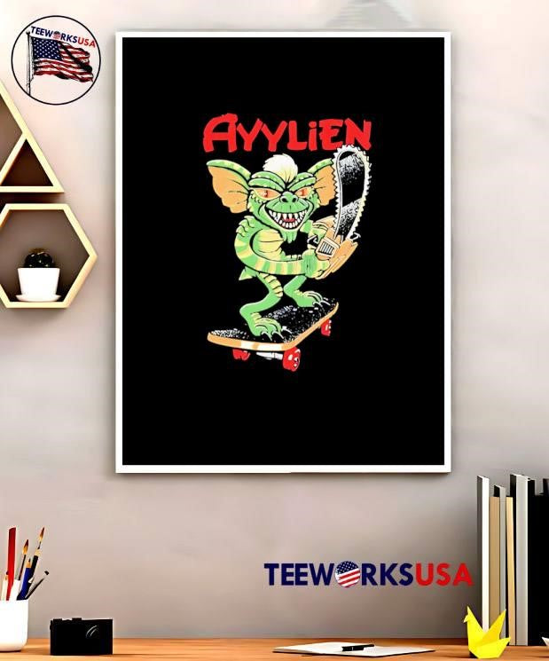 Rubberhose skateboarding gremlin ayylien - Adult & Kids T-Shirts, Sweatshirts & Hoodies apparel design preview 5